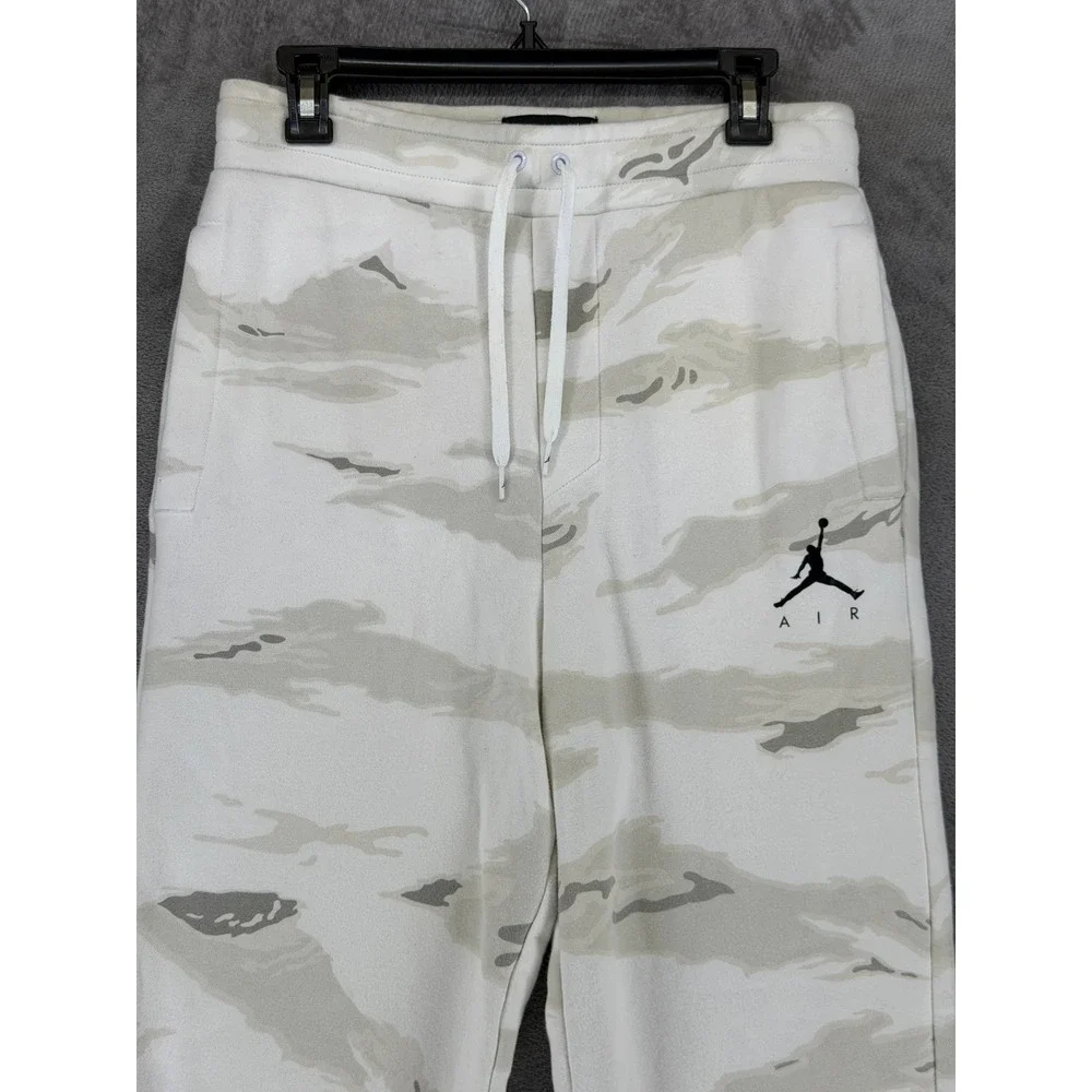 Jordan Air Mens Fleece Joggers White Grey Tiger Camo AV2316-100 Size S
